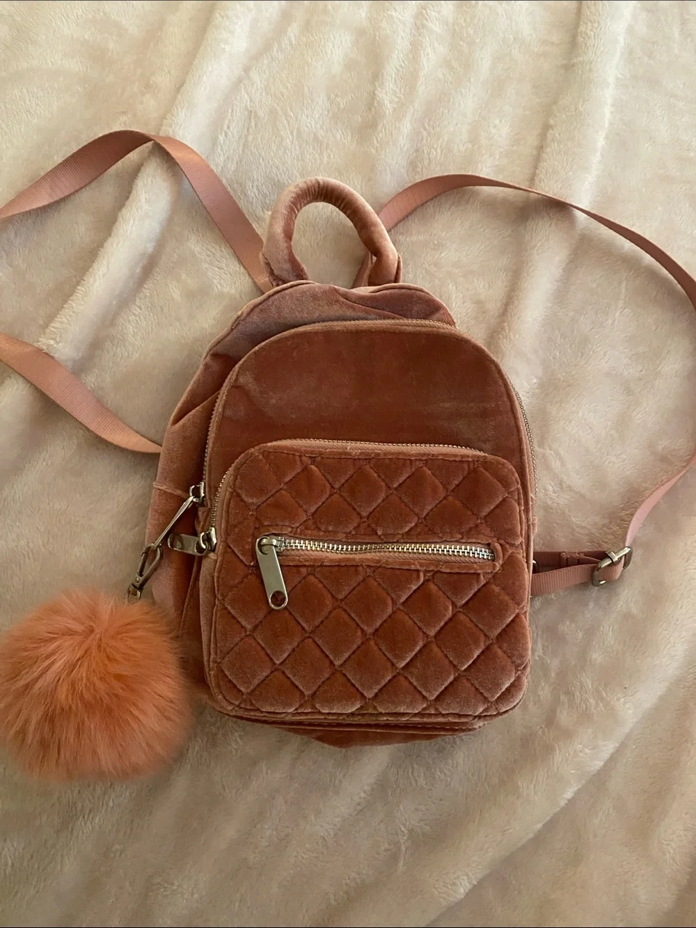 Candie's Quilted Velvet Mini Backpack in Dusty Rose